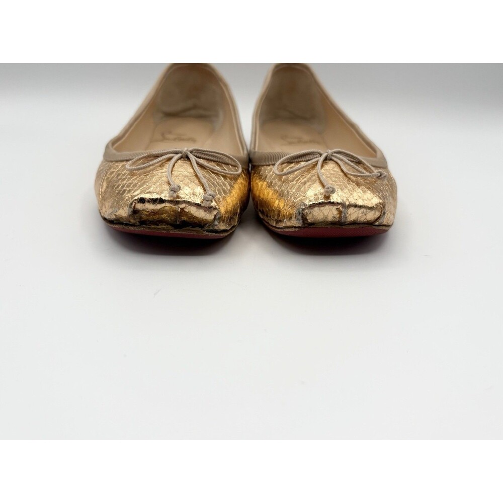 Christian Louboutin Gold Leather Square Toe Rosella Ballet Flats Size EU 36.5 - Picture 6 of 15